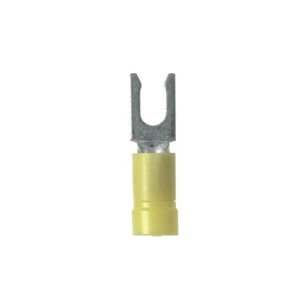 Fork Terminal, #8 Stud Size, 10 AWG, Vinyl Insulated, Yellow, 500 PK
